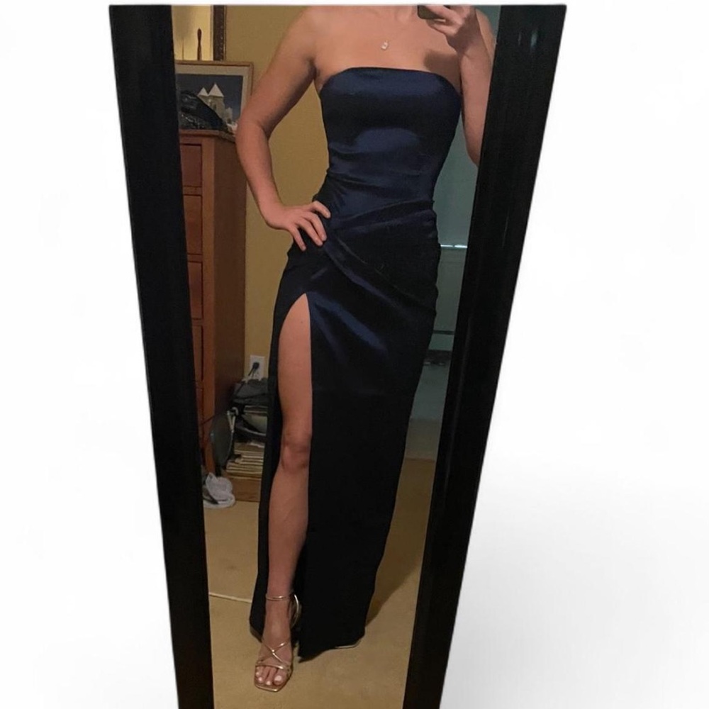 NWT HELLO MOLLY SOULMATE MAGIC STRAPLESS MAXI DRESS NAVY XA DEAR EMILIA